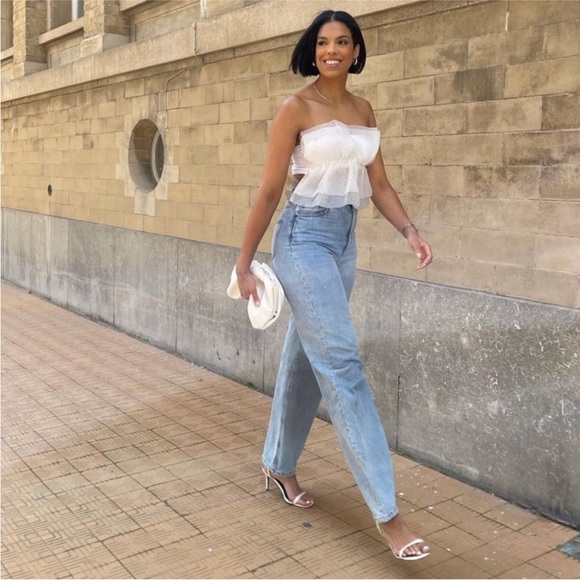 ZARA WHITE ORGANZA BANDEAU TOP- BLOGGERES FAVORITE (L) - Picture 3 of 7